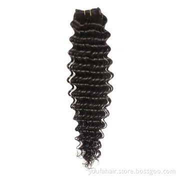 Wholesale Peruvian Deep Wave Bundles Human Hair Extensions, Natural Color Virgin Hair Curl Weave Bundles With Closure